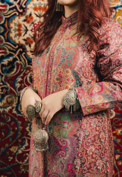 Kashmiri Kani Work Jacket - Purple | Long - Kashmir Jama