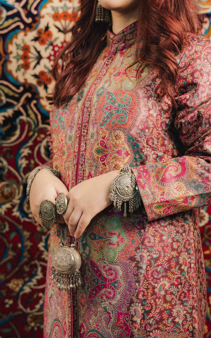 Kashmiri Kani Work Jacket - Purple | Long - Kashmir Jama