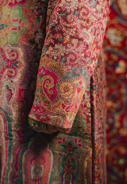 Kashmiri Kani Work Jacket - Purple | Long - Kashmir Jama