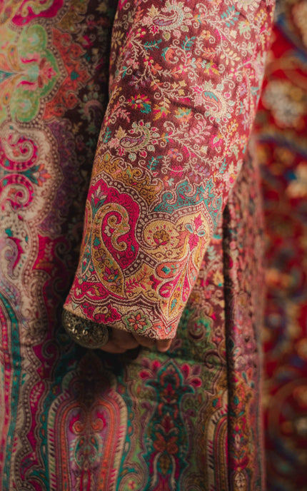 Kashmiri Kani Work Jacket - Purple | Long - Kashmir Jama