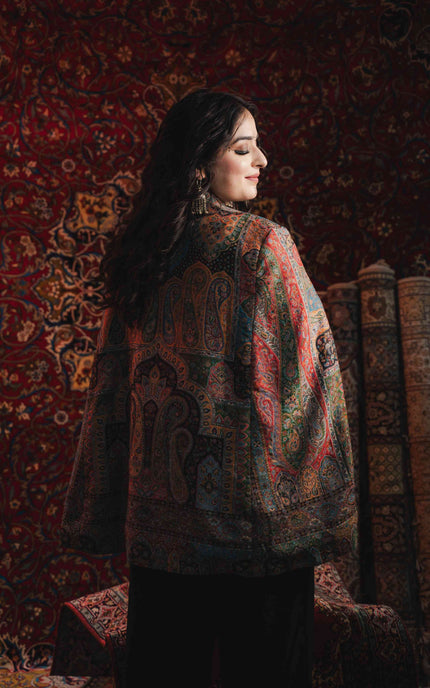 Kashmiri Kani Work Cape Coat - Multi Colour - Kashmir Jama