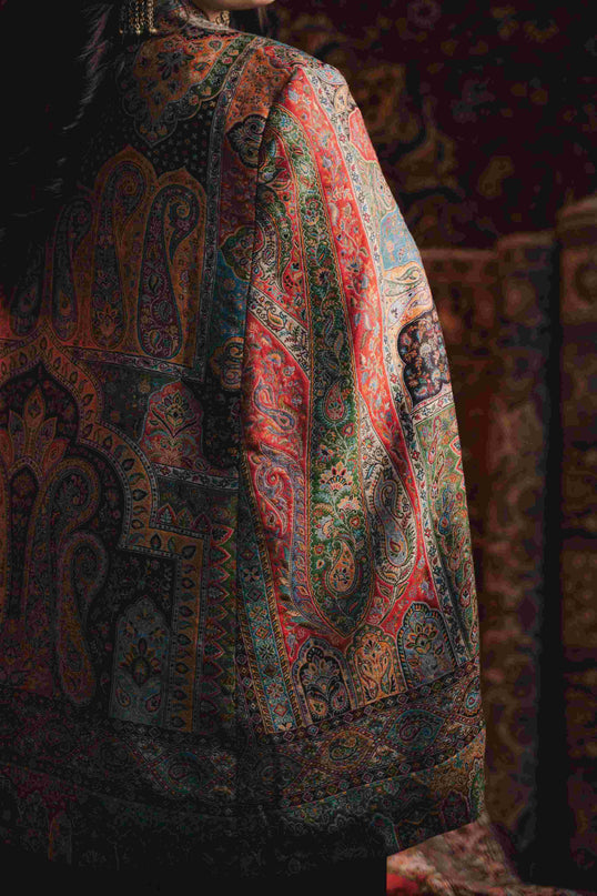 Kashmiri Kani Work Cape Coat - Multi Colour - Kashmir Jama