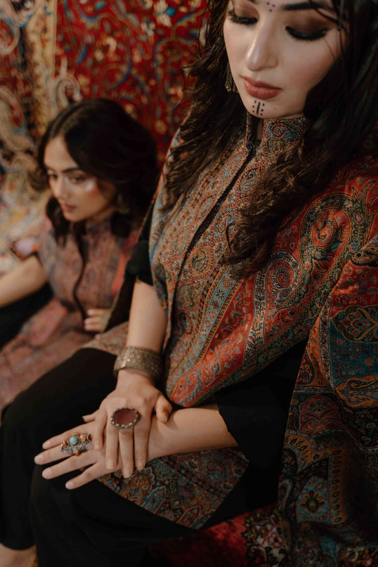 Kashmiri Kani Work Cape Coat - Multi Colour - Kashmir Jama