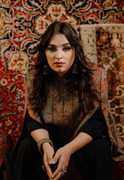 Kashmiri Kani Work Cape Coat - Multi Colour - Kashmir Jama