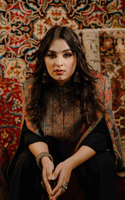 Kashmiri Kani Work Cape Coat - Multi Colour - Kashmir Jama