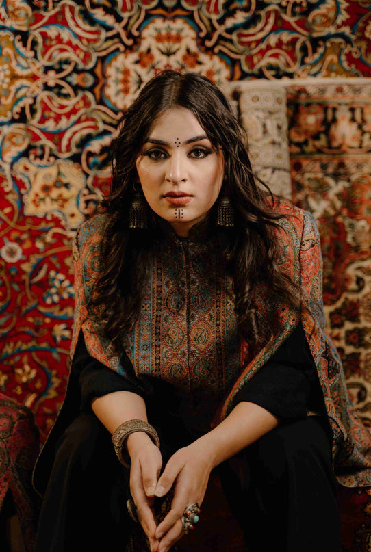 Kashmiri Kani Work Cape Coat - Multi Colour - Kashmir Jama