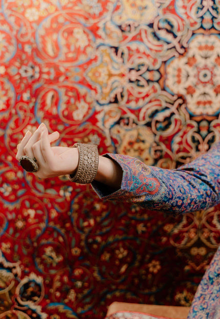 Kashmiri Kani Work Jacket - Blue | Silk - Kashmir Jama
