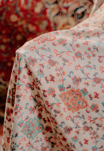Kashmiri Kani Shawl - White | Jamawar - Kashmir Jama