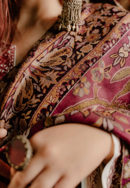 Kashmiri Kani Shawl - Maroon | Soft Wool - Kashmir Jama