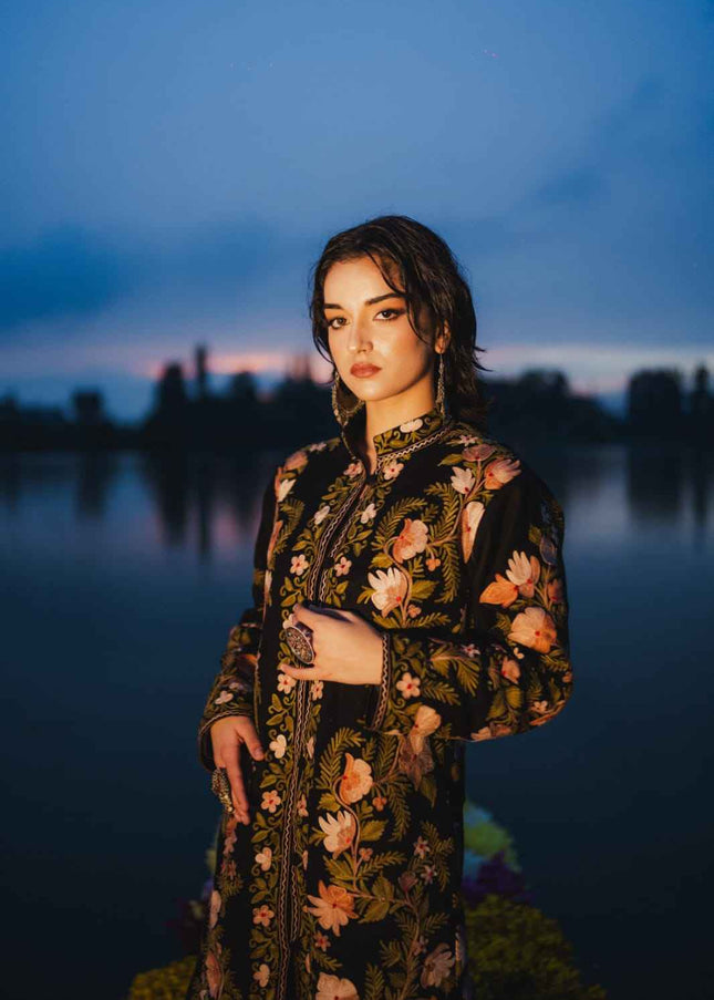 Kashmiri Aari Work Jacket - Black | Long - Kashmir Jama