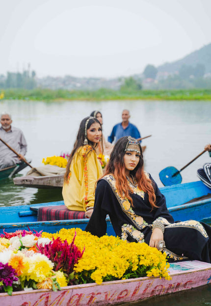 Kashmiri Pastel Aari Work Phiran - Black | Abshar - Kashmir Jama