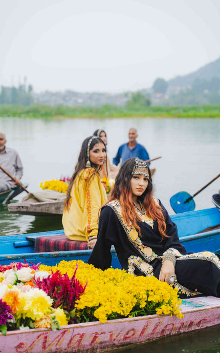 Kashmiri Pastel Aari Work Phiran - Black | Abshar - Kashmir Jama