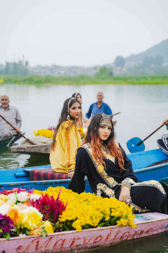 Kashmiri Pastel Aari Work Phiran - Black | Abshar - Kashmir Jama