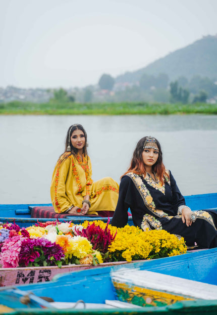 Kashmiri Pastel Aari Work Phiran - Black | Abshar - Kashmir Jama