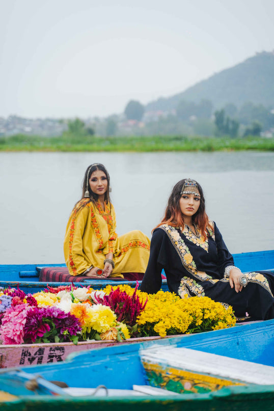 Kashmiri Pastel Aari Work Phiran - Black | Abshar - Kashmir Jama