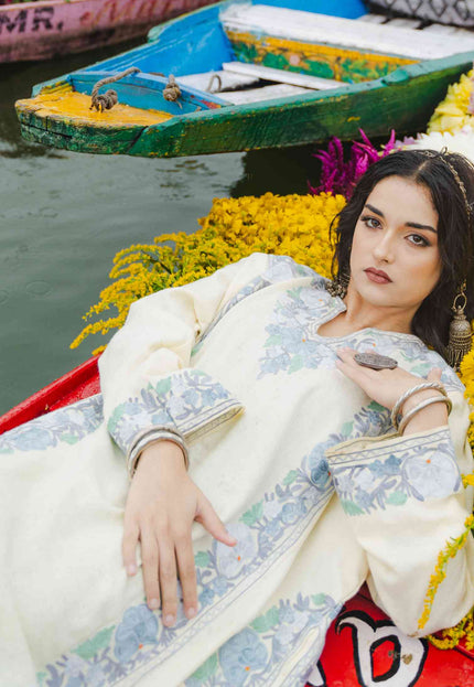 Kashmiri Aari Work Phiran - Off White - Kashmir Jama