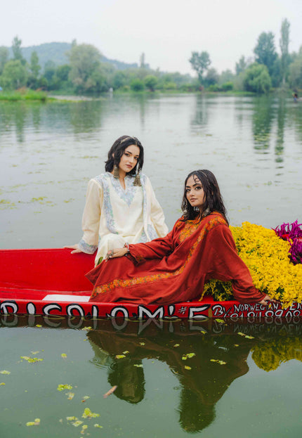 Kashmiri Aari Work Phiran - Off White - Kashmir Jama