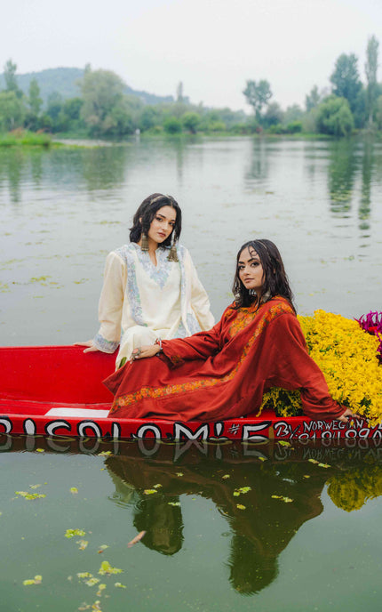 Kashmiri Aari Work Phiran - Maroon | Fringe - Kashmir Jama