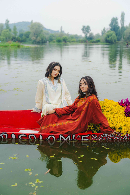 Kashmiri Aari Work Phiran - Maroon | Fringe - Kashmir Jama
