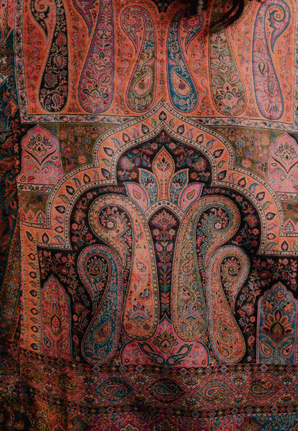 Kashmiri Kani Work Cape Coat - Pink - Kashmir Jama