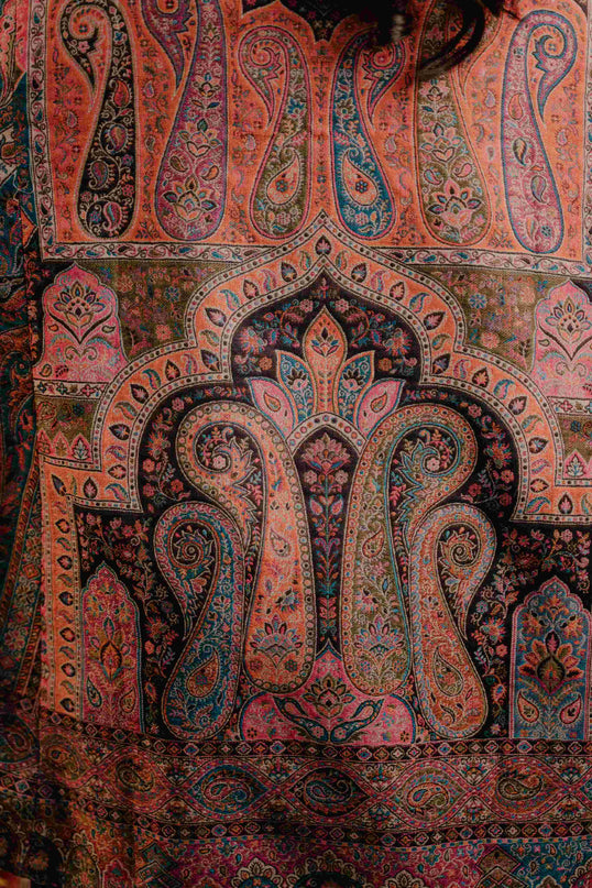 Kashmiri Kani Work Cape Coat - Pink - Kashmir Jama